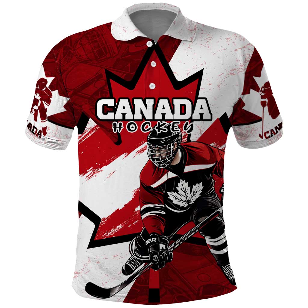 Personalized Canada Hockey Warrior Polo Shirt Bold Maple Leaf Sports Art DT02