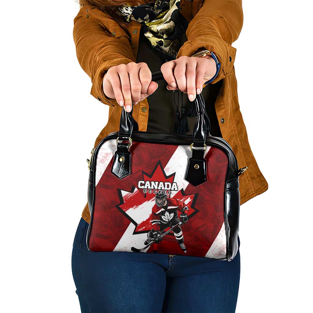 Canada Hockey Warrior Shoulder Handbag Bold Maple Leaf Sports Art DT02