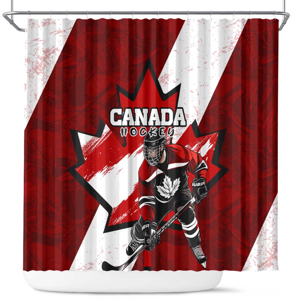 Canada Hockey Warrior Shower Curtain Bold Maple Leaf Sports Art DT02
