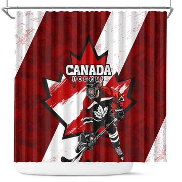 Canada Hockey Warrior Shower Curtain Bold Maple Leaf Sports Art DT02