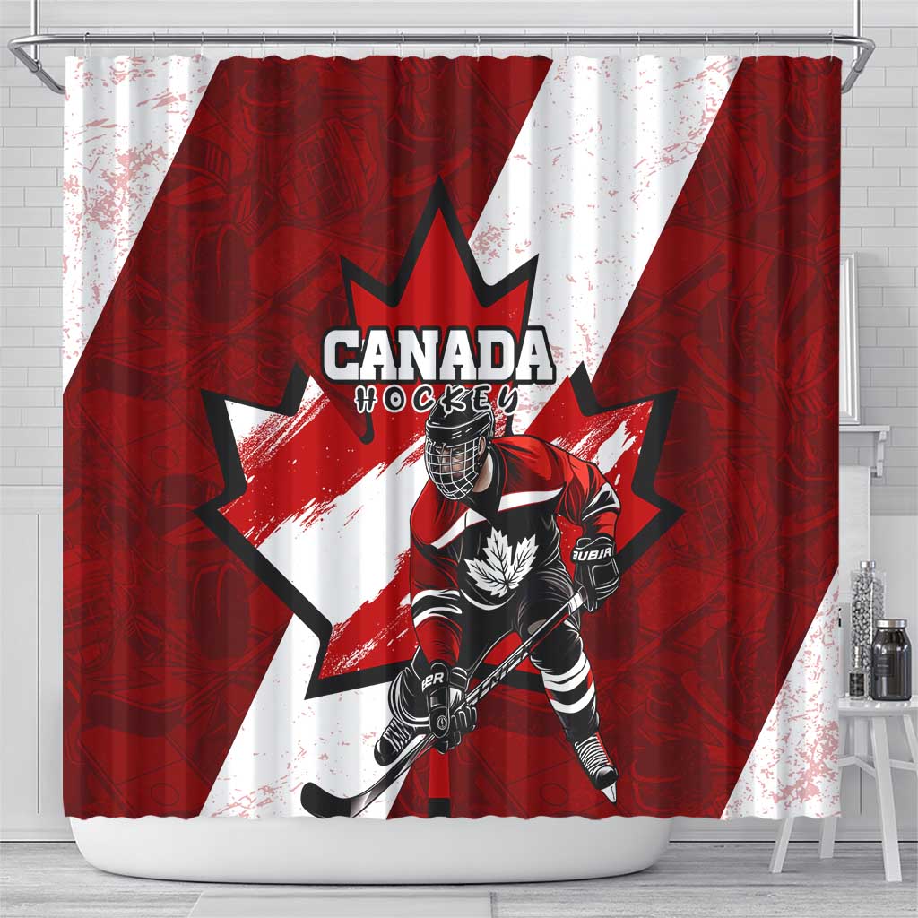 Canada Hockey Warrior Shower Curtain Bold Maple Leaf Sports Art DT02