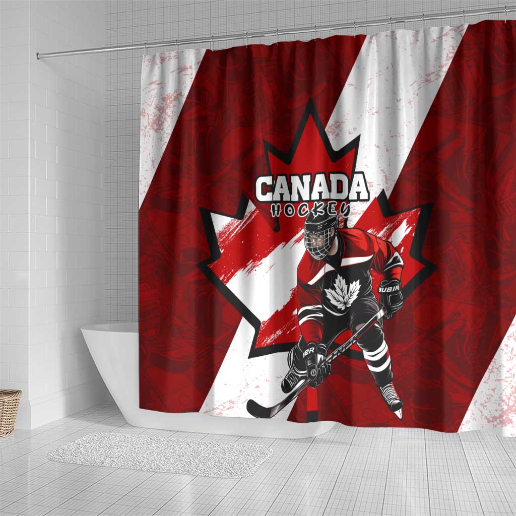 Canada Hockey Warrior Shower Curtain Bold Maple Leaf Sports Art DT02