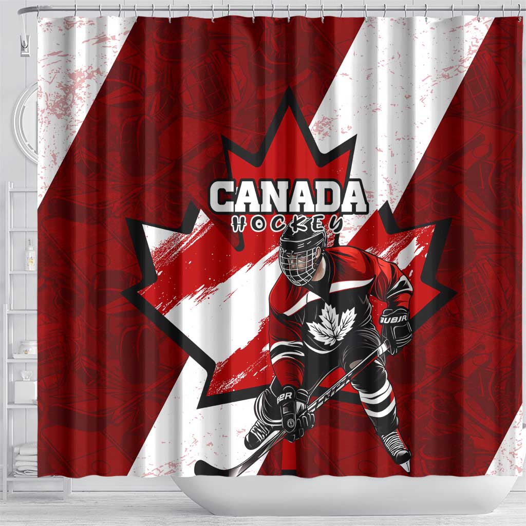 Canada Hockey Warrior Shower Curtain Bold Maple Leaf Sports Art DT02