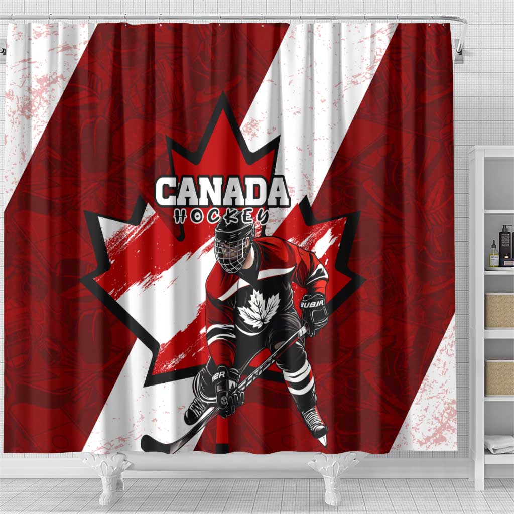 Canada Hockey Warrior Shower Curtain Bold Maple Leaf Sports Art DT02