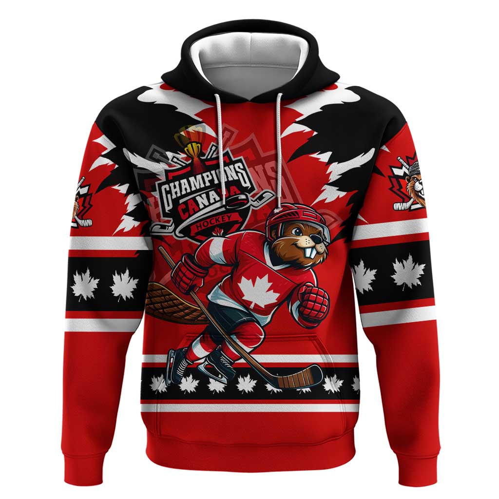 Personalized Champions Canada Hockey Hoodie Fierce Beaver on Ice DT02
