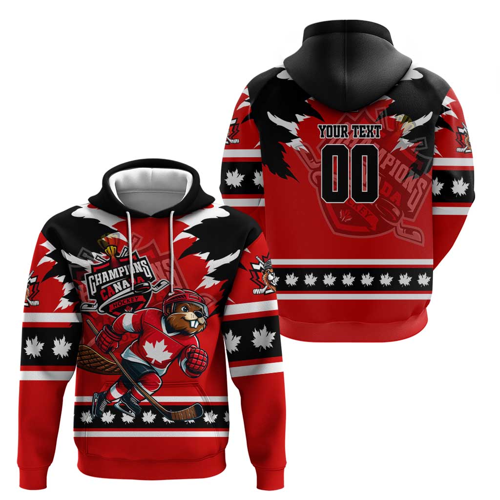 Personalized Champions Canada Hockey Hoodie Fierce Beaver on Ice DT02