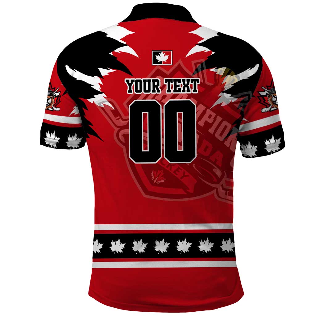 Personalized Champions Canada Hockey Polo Shirt Fierce Beaver on Ice DT02
