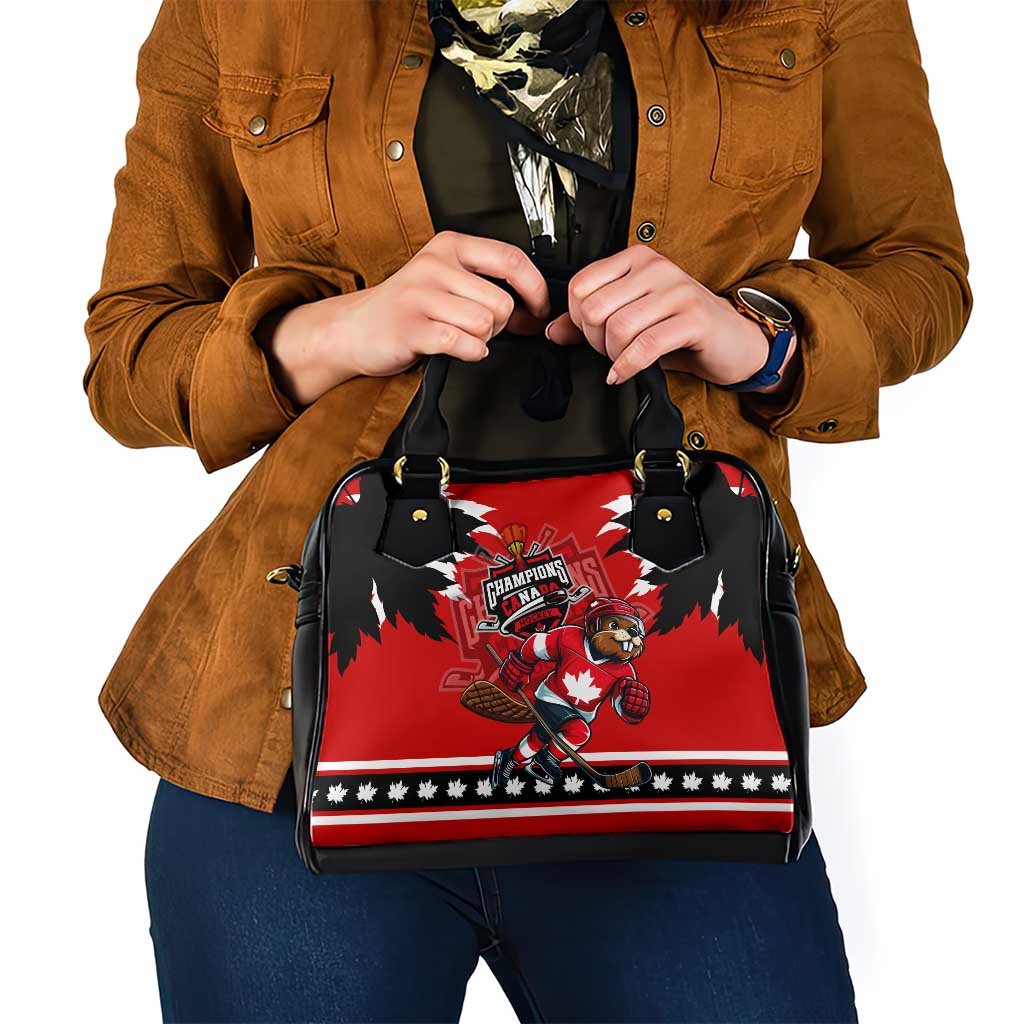 Champions Canada Hockey Shoulder Handbag Fierce Beaver on Ice DT02