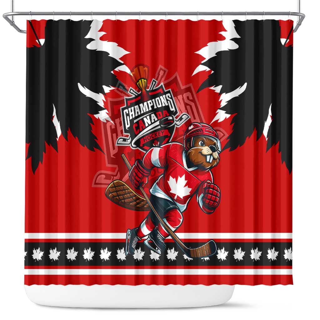Champions Canada Hockey Shower Curtain Fierce Beaver on Ice DT02