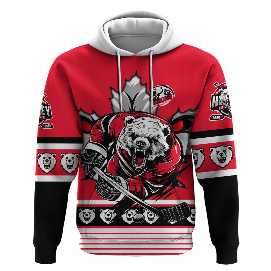 Personalized Polar Bear Hockey Canada Hoodie Maple Leaf Ice Warrior DT02