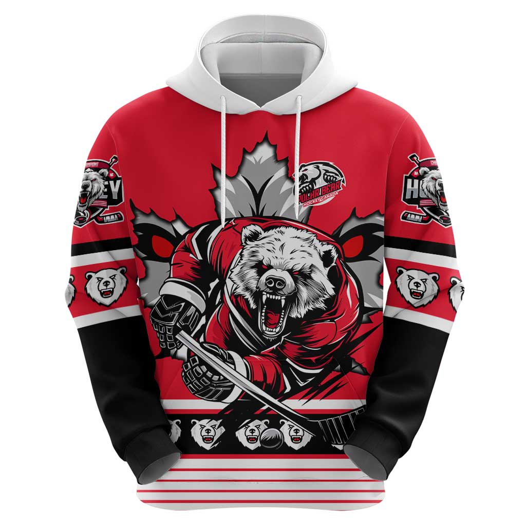Personalized Polar Bear Hockey Canada Hoodie Maple Leaf Ice Warrior DT02