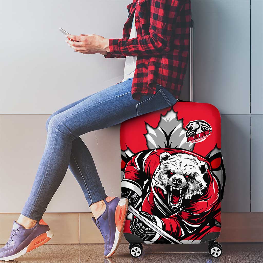 Polar Bear Hockey Canada Luggage Cover Maple Leaf Ice Warrior DT02