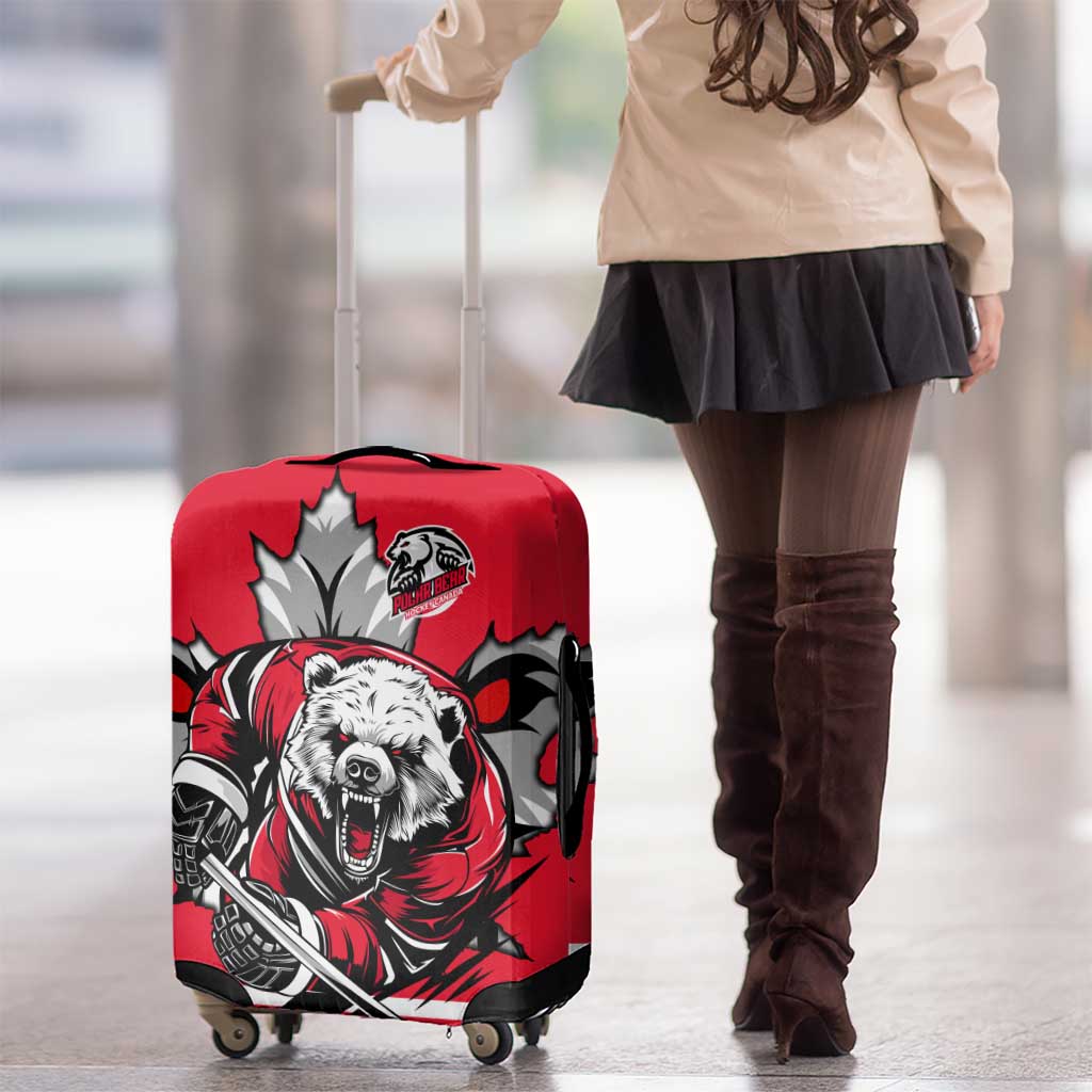 Polar Bear Hockey Canada Luggage Cover Maple Leaf Ice Warrior DT02