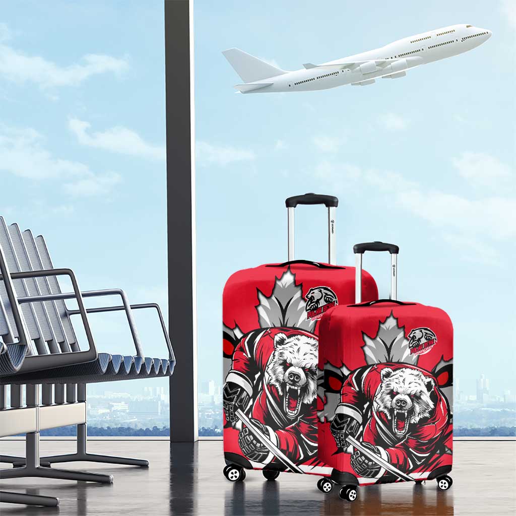 Polar Bear Hockey Canada Luggage Cover Maple Leaf Ice Warrior DT02