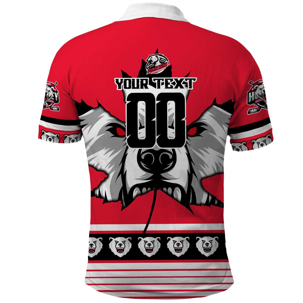 Personalized Polar Bear Hockey Canada Polo Shirt Maple Leaf Ice Warrior DT02