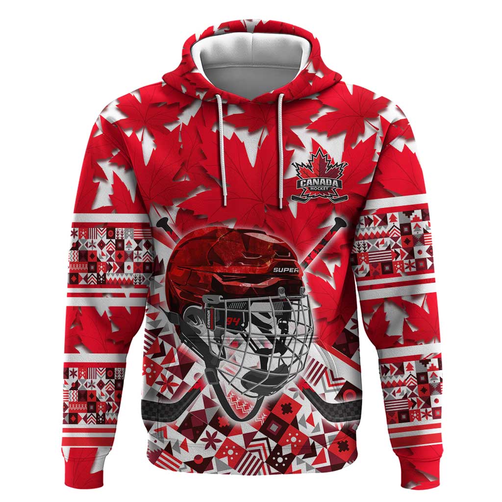 Personalized Canada Hockey Helmet Hoodie Maple Leaf Pattern DT02