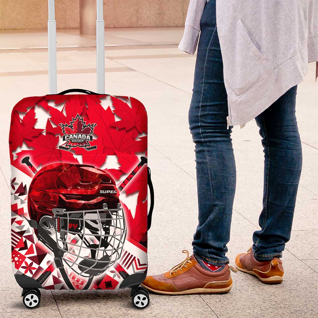 Canada Hockey Helmet Luggage Cover Maple Leaf Pattern DT02