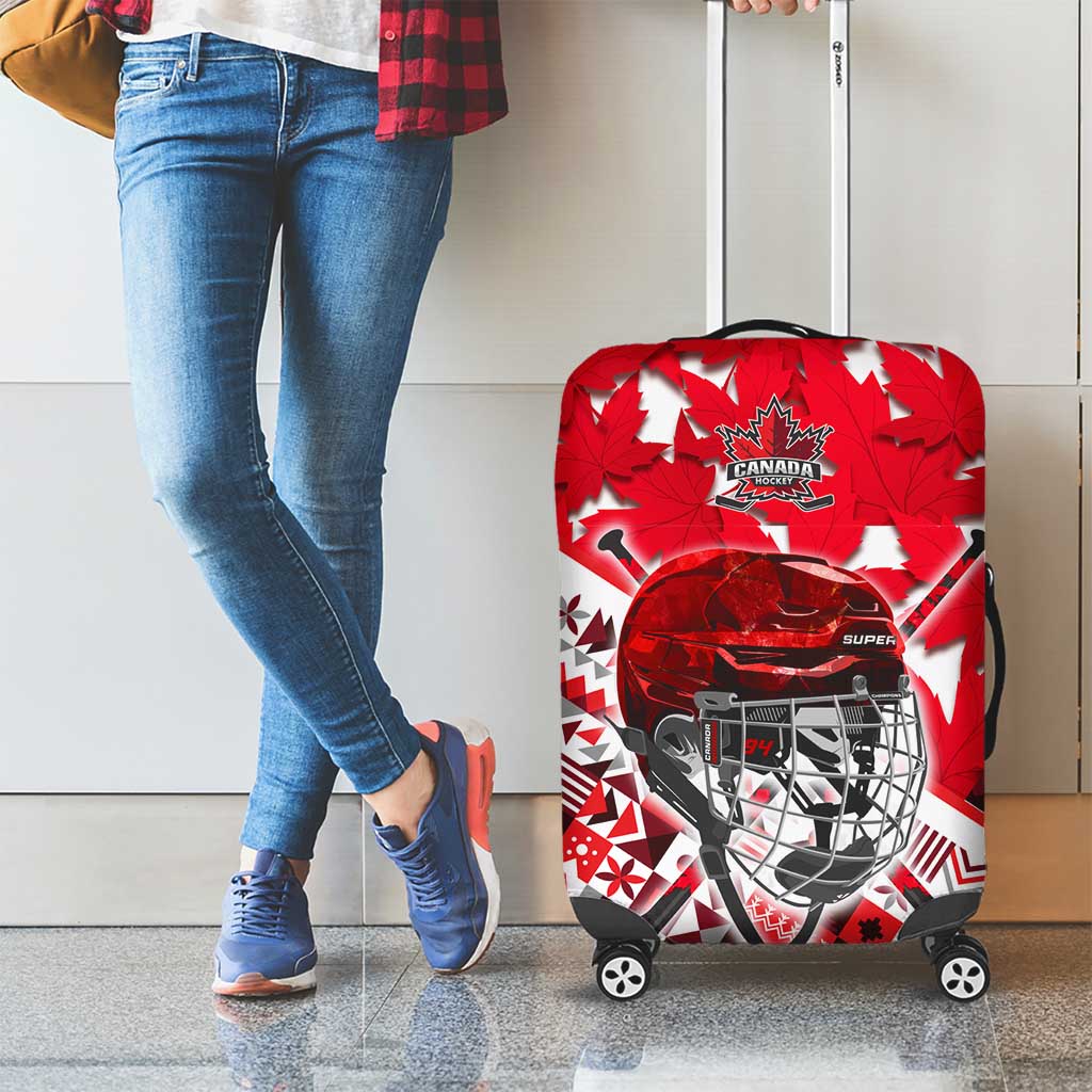 Canada Hockey Helmet Luggage Cover Maple Leaf Pattern DT02