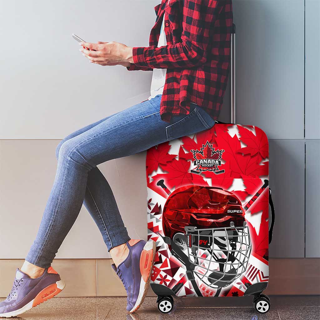 Canada Hockey Helmet Luggage Cover Maple Leaf Pattern DT02