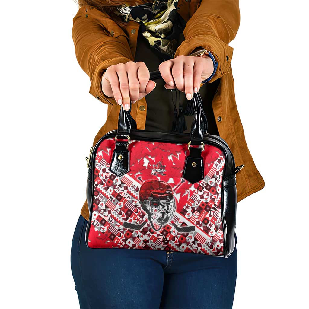 Canada Hockey Helmet Shoulder Handbag Maple Leaf Pattern DT02