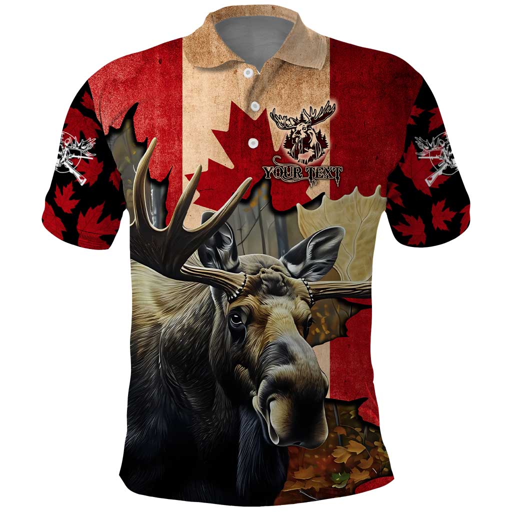 Personalized Canada Moose Polo Shirt Canadian Flag Maple Leaf Vintage DT02