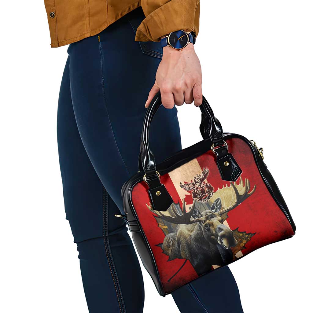 Canada Moose Shoulder Handbag Canadian Flag Maple Leaf Vintage DT02