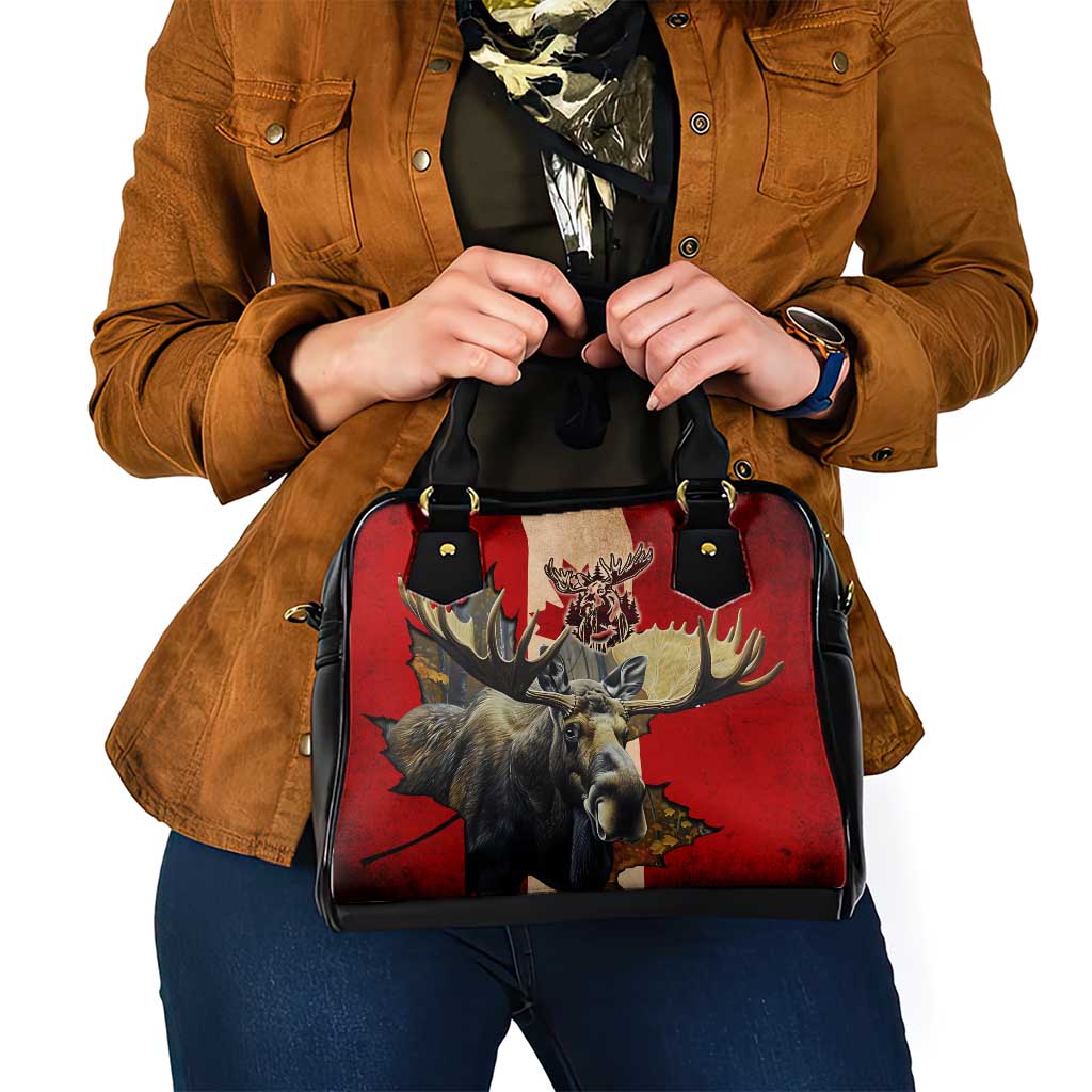 Canada Moose Shoulder Handbag Canadian Flag Maple Leaf Vintage DT02