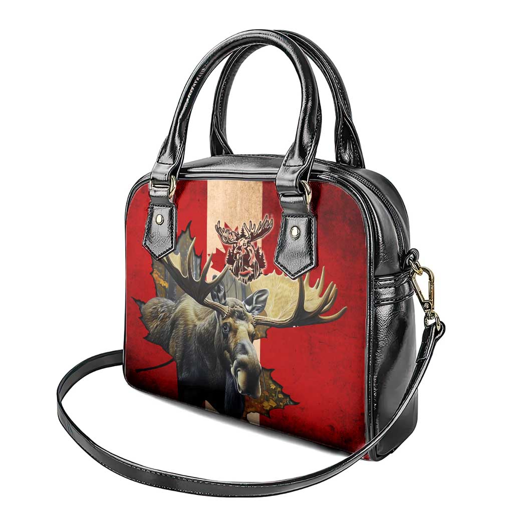 Canada Moose Shoulder Handbag Canadian Flag Maple Leaf Vintage DT02