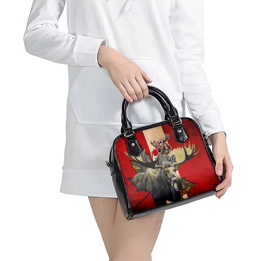 Canada Moose Shoulder Handbag Canadian Flag Maple Leaf Vintage DT02