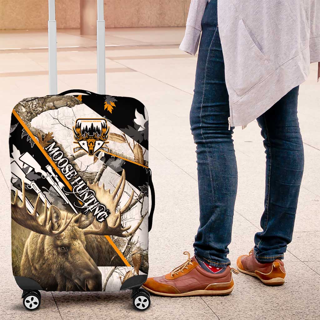 Moose Hunting Luggage Cover Autumn Wilderness Adventure Camo DT02