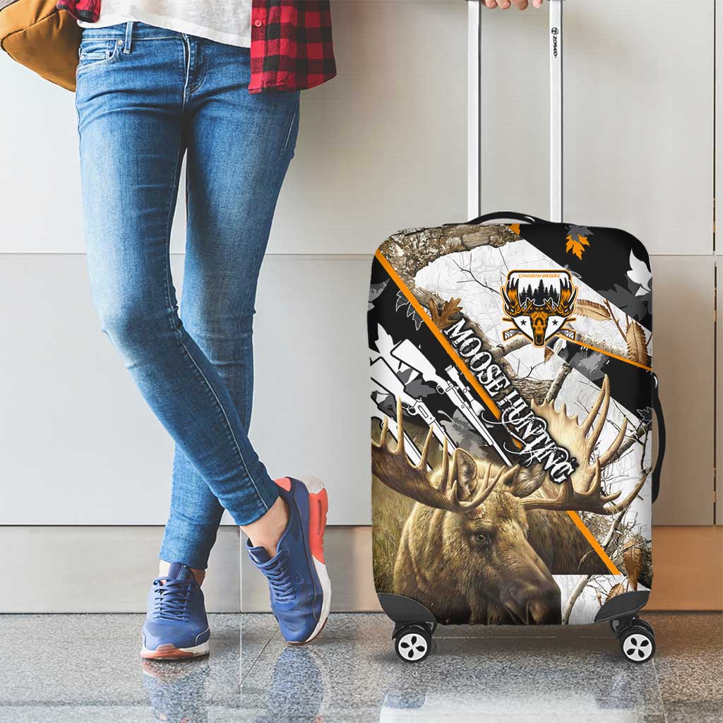 Moose Hunting Luggage Cover Autumn Wilderness Adventure Camo DT02