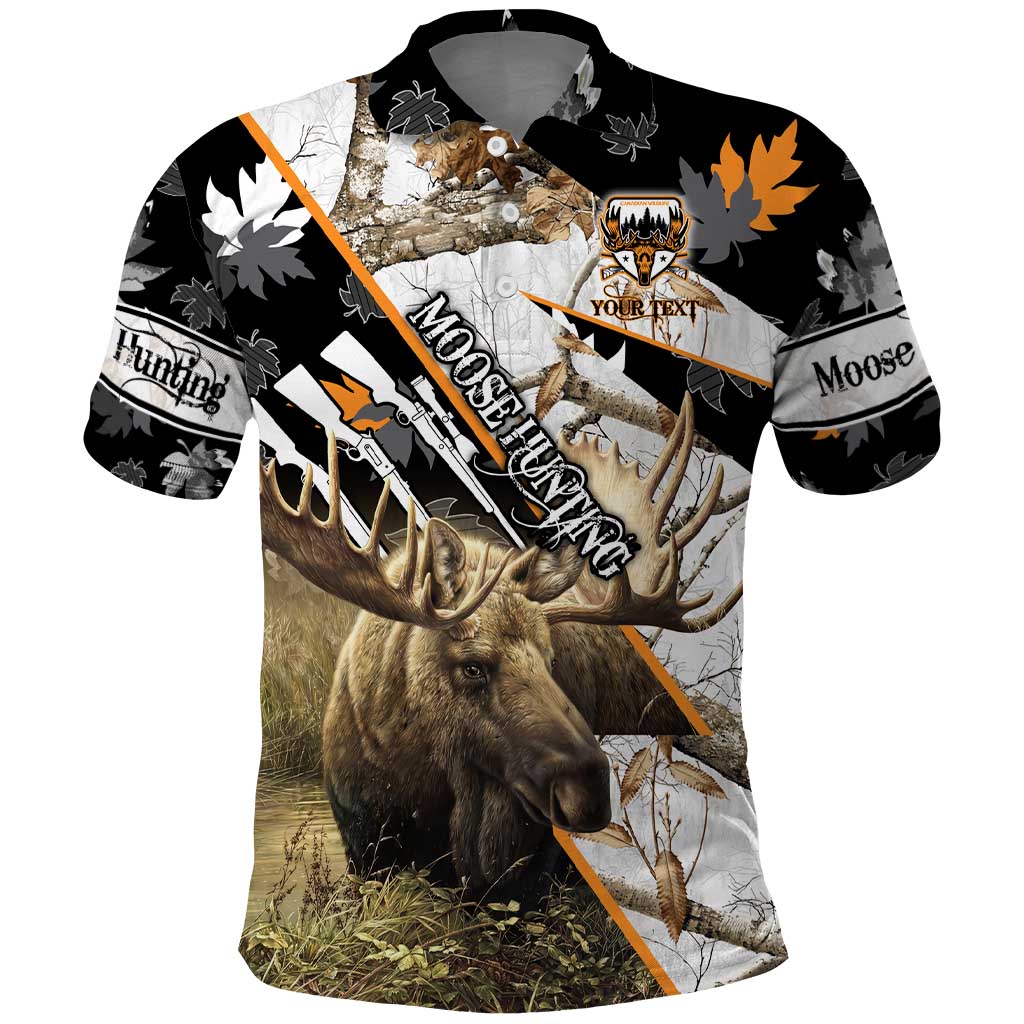 Personalized Moose Hunting Polo Shirt Autumn Wilderness Adventure Camo DT02