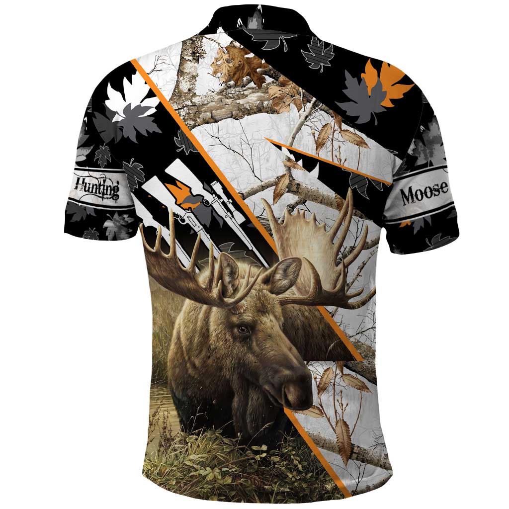 Personalized Moose Hunting Polo Shirt Autumn Wilderness Adventure Camo DT02