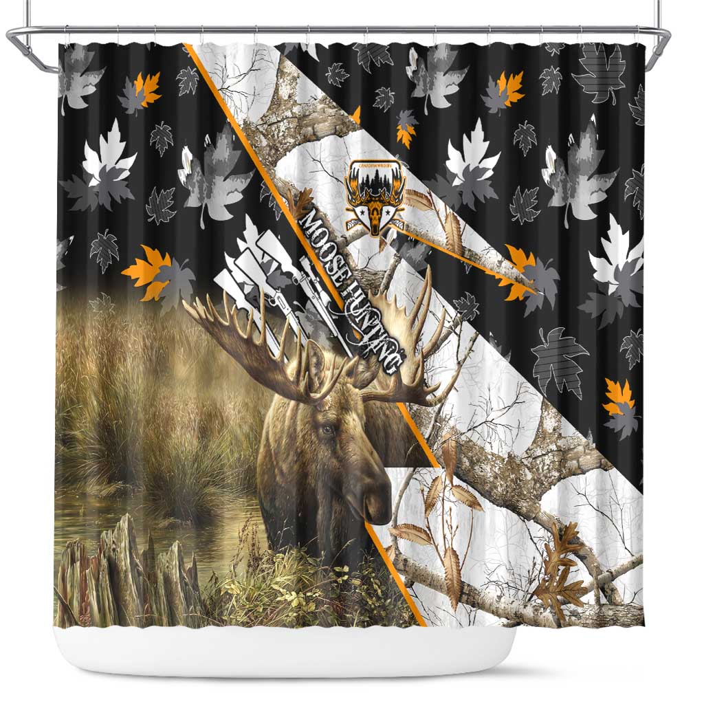 Moose Hunting Shower Curtain Autumn Wilderness Adventure Camo DT02