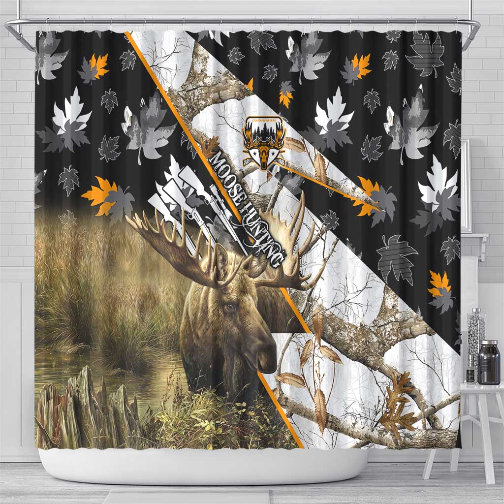 Moose Hunting Shower Curtain Autumn Wilderness Adventure Camo DT02