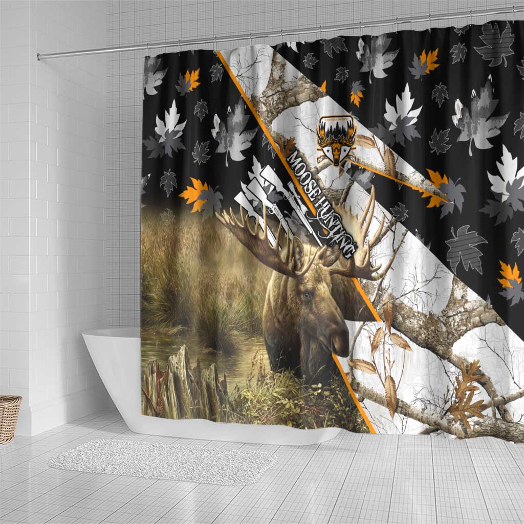 Moose Hunting Shower Curtain Autumn Wilderness Adventure Camo DT02