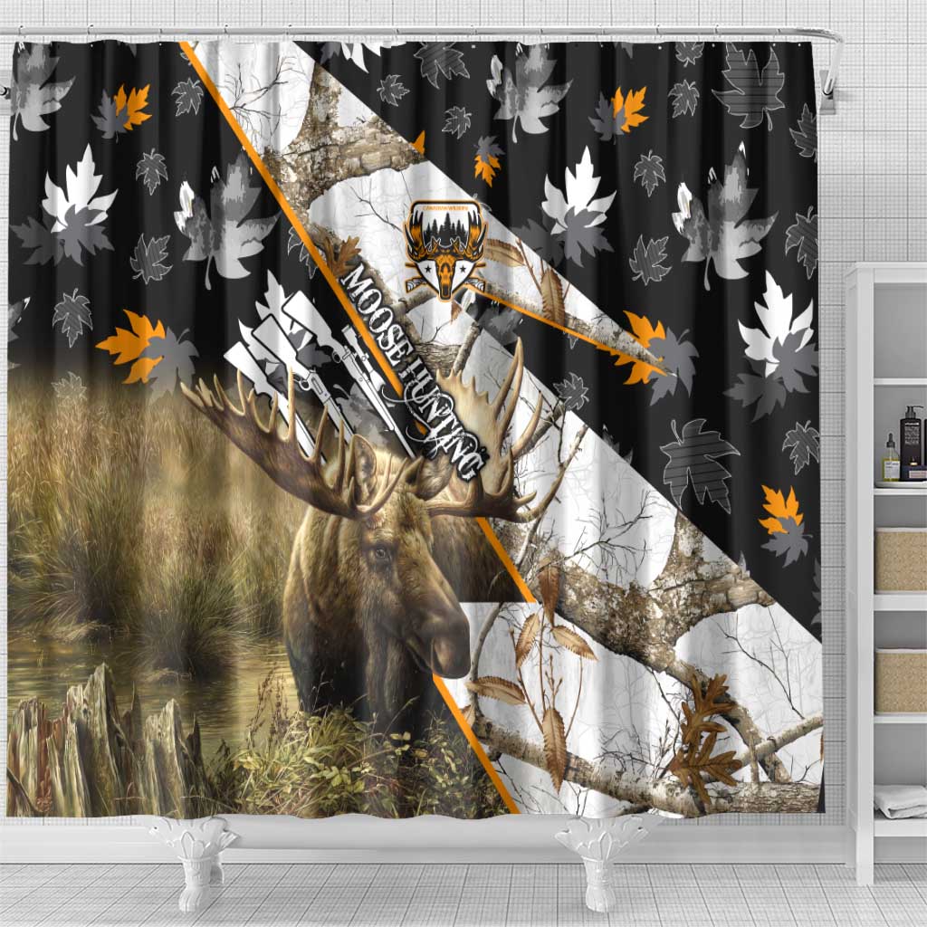 Moose Hunting Shower Curtain Autumn Wilderness Adventure Camo DT02