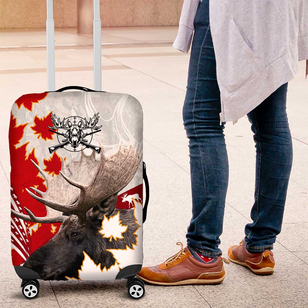 Moose Hunting Luggage Cover Canada Maple Leaf DT02