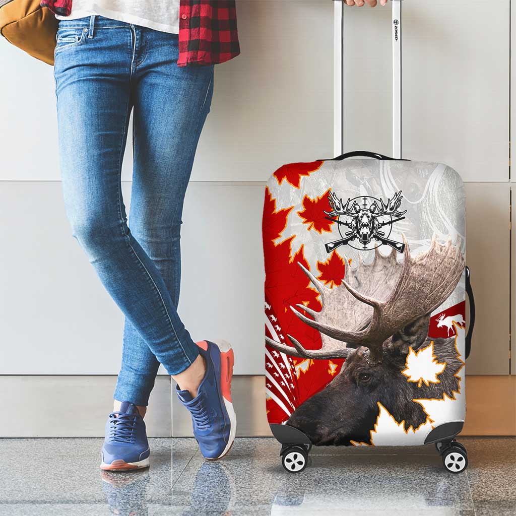 Moose Hunting Luggage Cover Canada Maple Leaf DT02