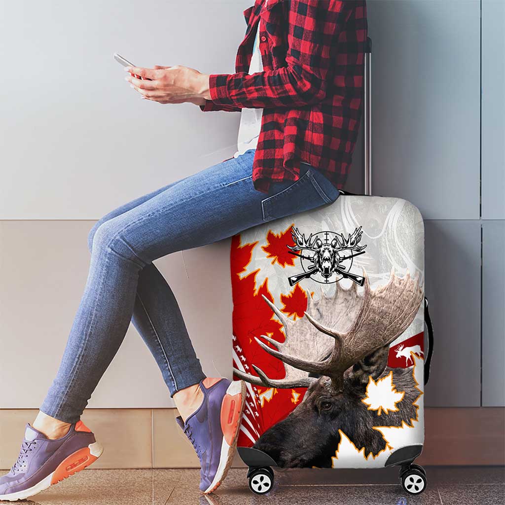 Moose Hunting Luggage Cover Canada Maple Leaf DT02