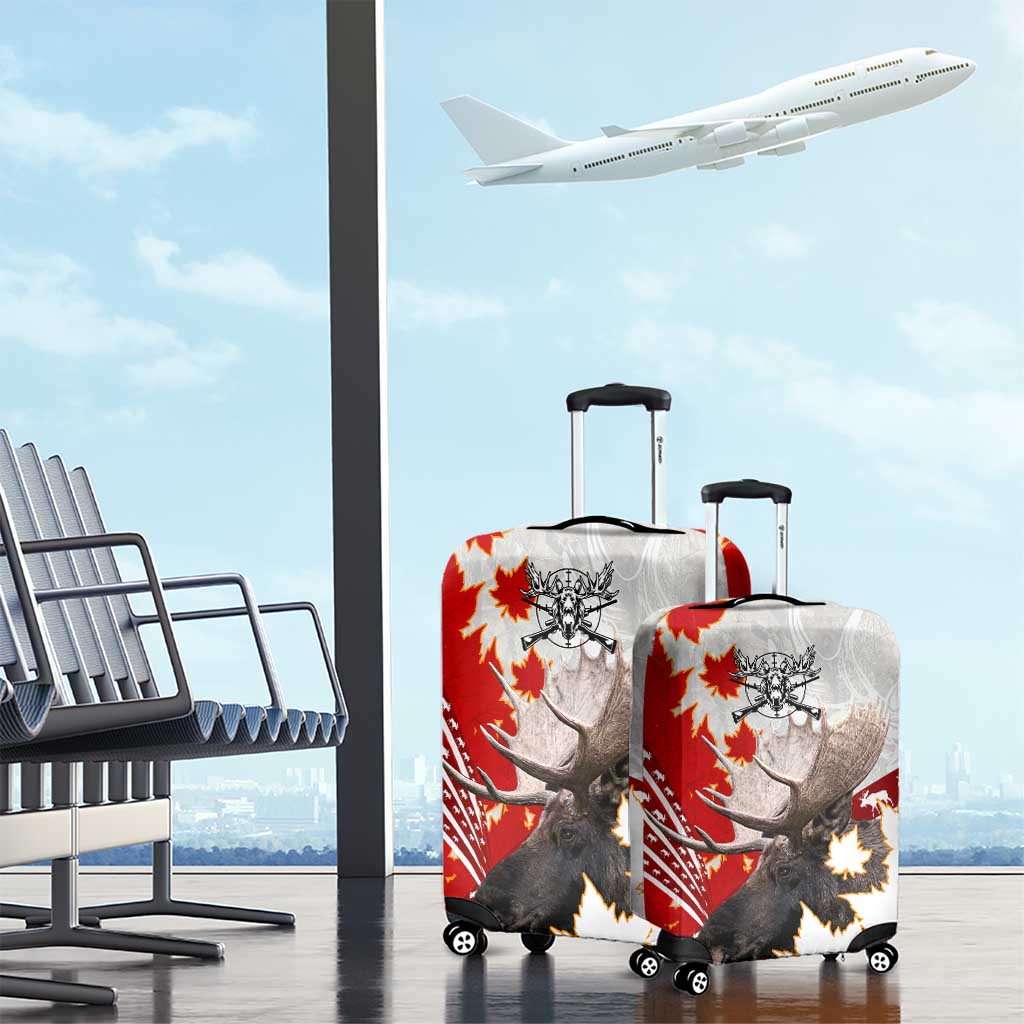 Moose Hunting Luggage Cover Canada Maple Leaf DT02