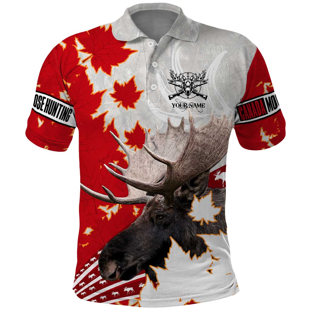 Moose Hunting Polo Shirt Canada Maple Leaf DT02