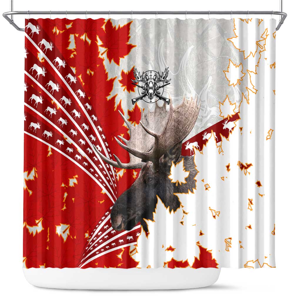 Moose Hunting Shower Curtain Canada Maple Leaf DT02