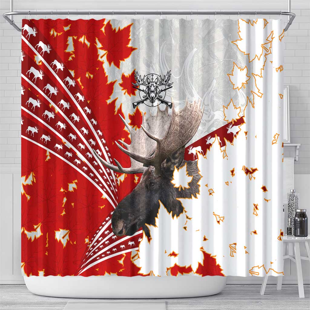 Moose Hunting Shower Curtain Canada Maple Leaf DT02