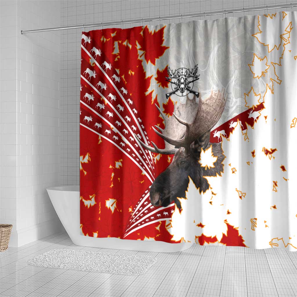 Moose Hunting Shower Curtain Canada Maple Leaf DT02