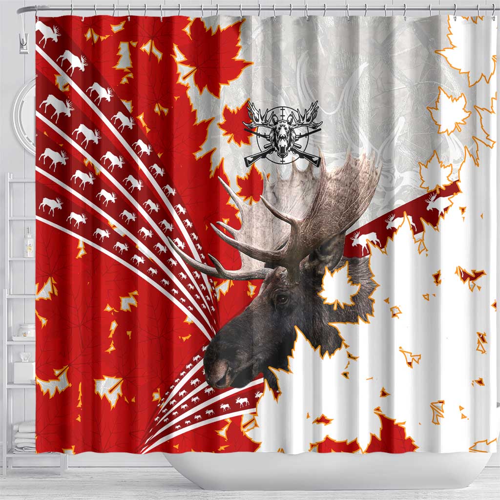 Moose Hunting Shower Curtain Canada Maple Leaf DT02