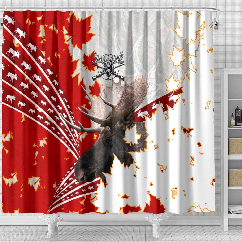 Moose Hunting Shower Curtain Canada Maple Leaf DT02