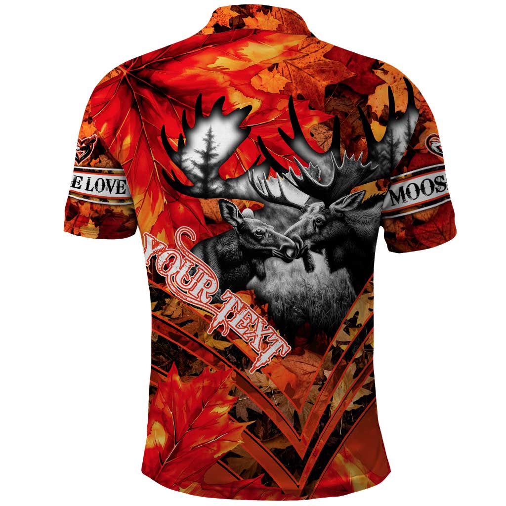 Personalized Moose Love Polo Shirt Maple Leaf Autumn Passion DT02