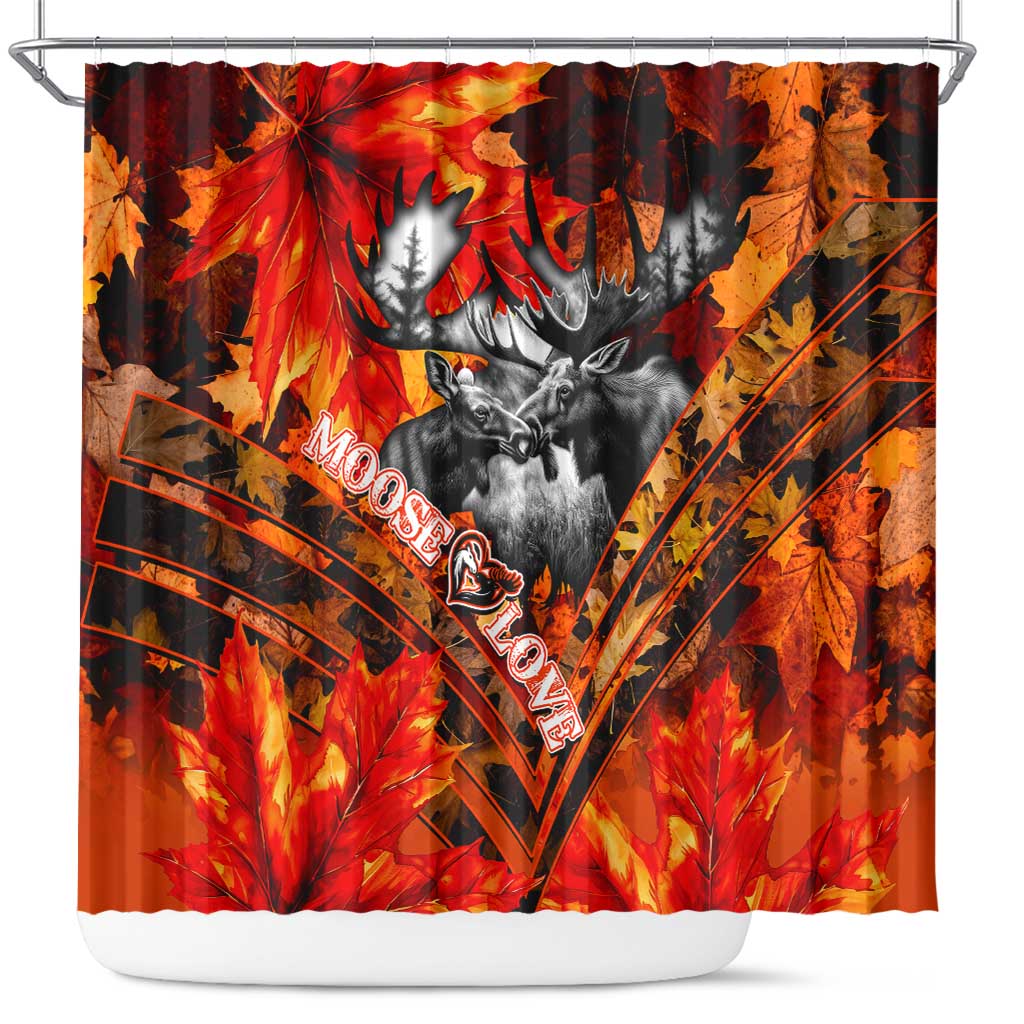Moose Love Shower Curtain Maple Leaf Autumn Passion DT02