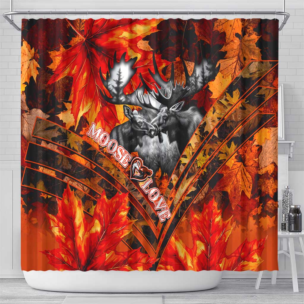 Moose Love Shower Curtain Maple Leaf Autumn Passion DT02